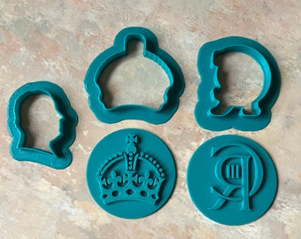 King Charles III Coronation Cookie Stamp and Cutter Set.