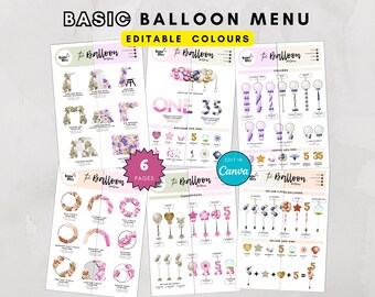 Editable Balloon Menu Template: Balloon Garland Price Guide (Canva, Digital Download)