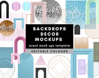 Sjabloon mockups voor achtergrond voor evenementen: bewerkbare kleuren (digitale download van CANVA)