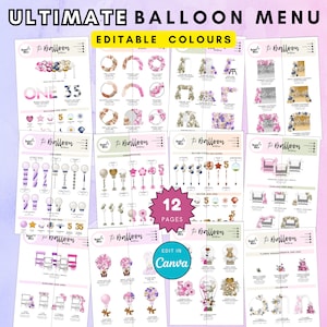 Ultimative Ballon-Menü Vorlage Preisliste Ballon Girlande Design Mockups Vorlage Ballon Bogen Preisführer Ballon Künstler Ballon Geschäft