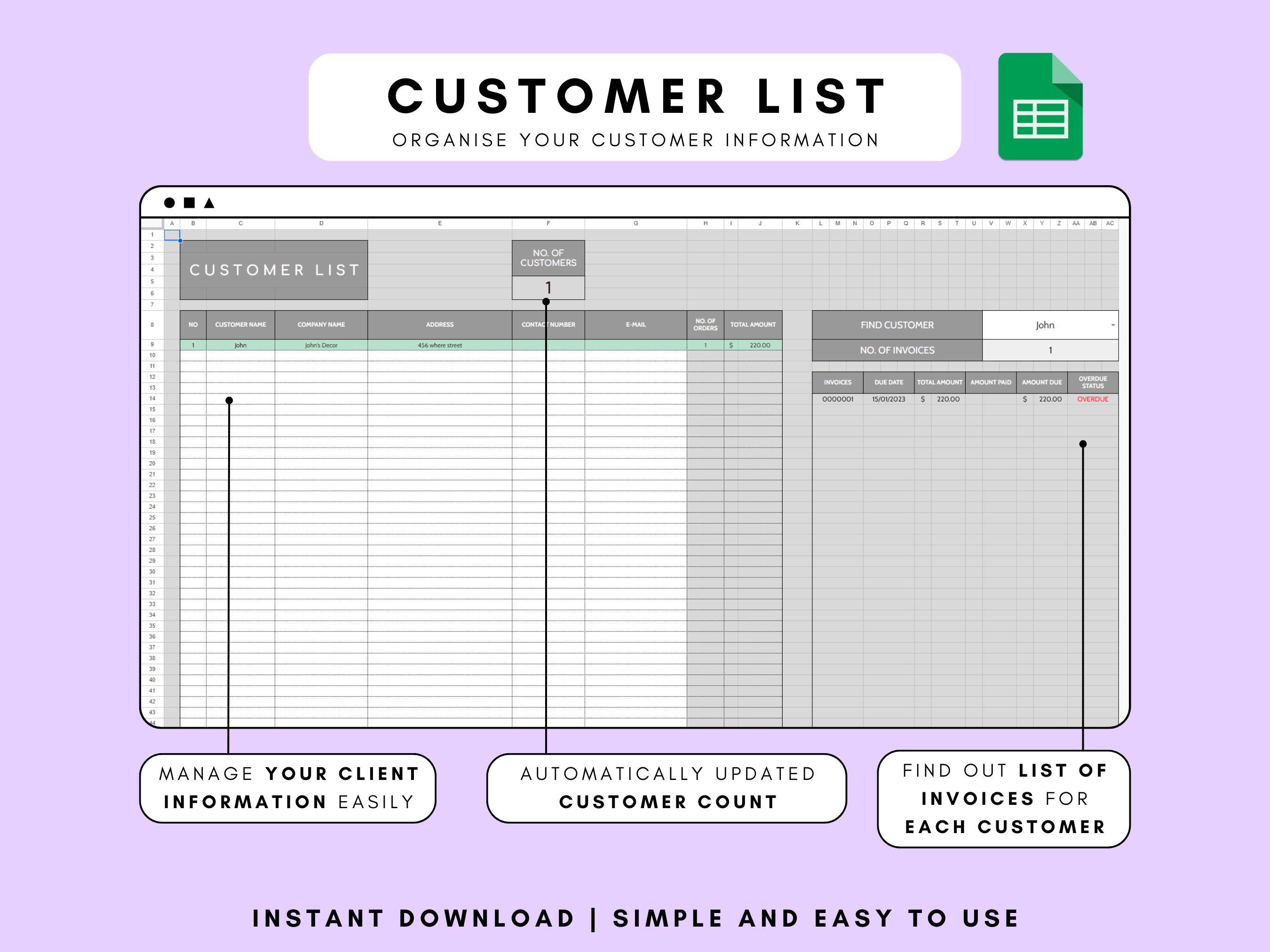 Invoice Tracker Google Sheet Template: Automated Invoice Generator ...