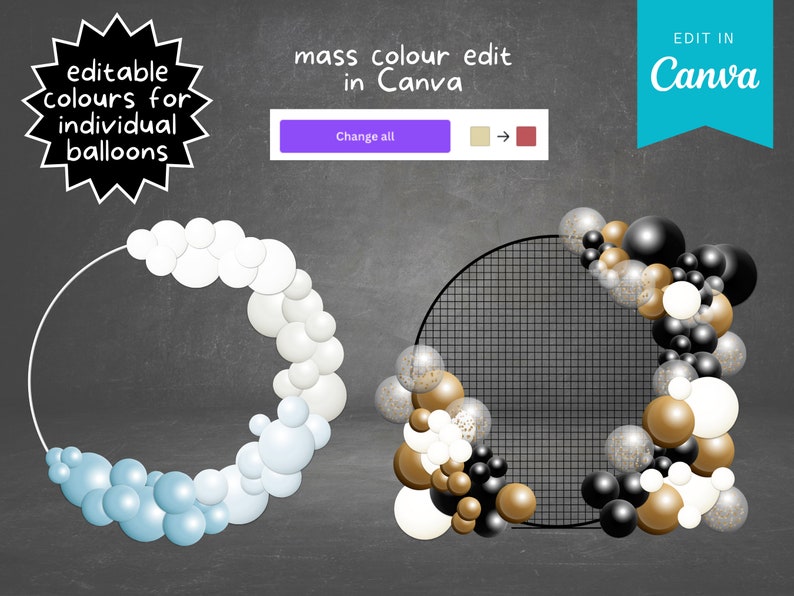 Editable Balloon Garland Template: Event Decor Mockup (digital Download ...