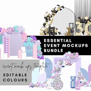 Event Mockups Bundle Template - Digital Editable colors for Decor Mockups, Party Event Stylist, Balloon Business, Balloon Artist