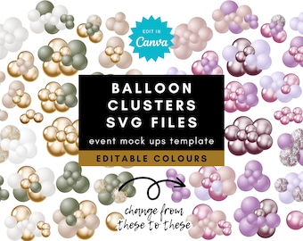 Balloon Clusters SVG Bundle Template - Digital - Editable colors for Decor Mockups, Party Event Stylist Balloon Business, Balloon Artist