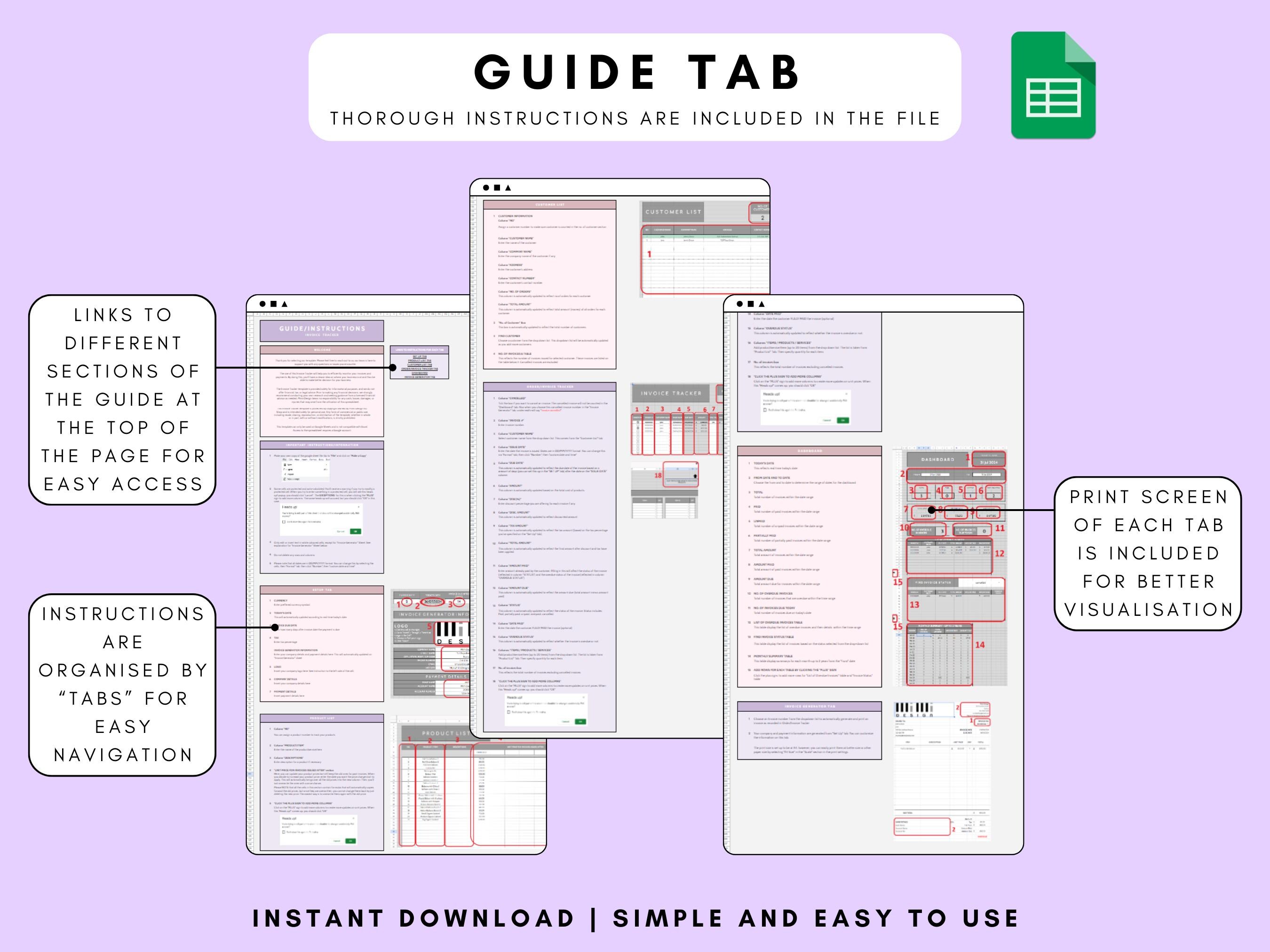 Invoice Tracker Google Sheet Template: Automated Invoice Generator ...