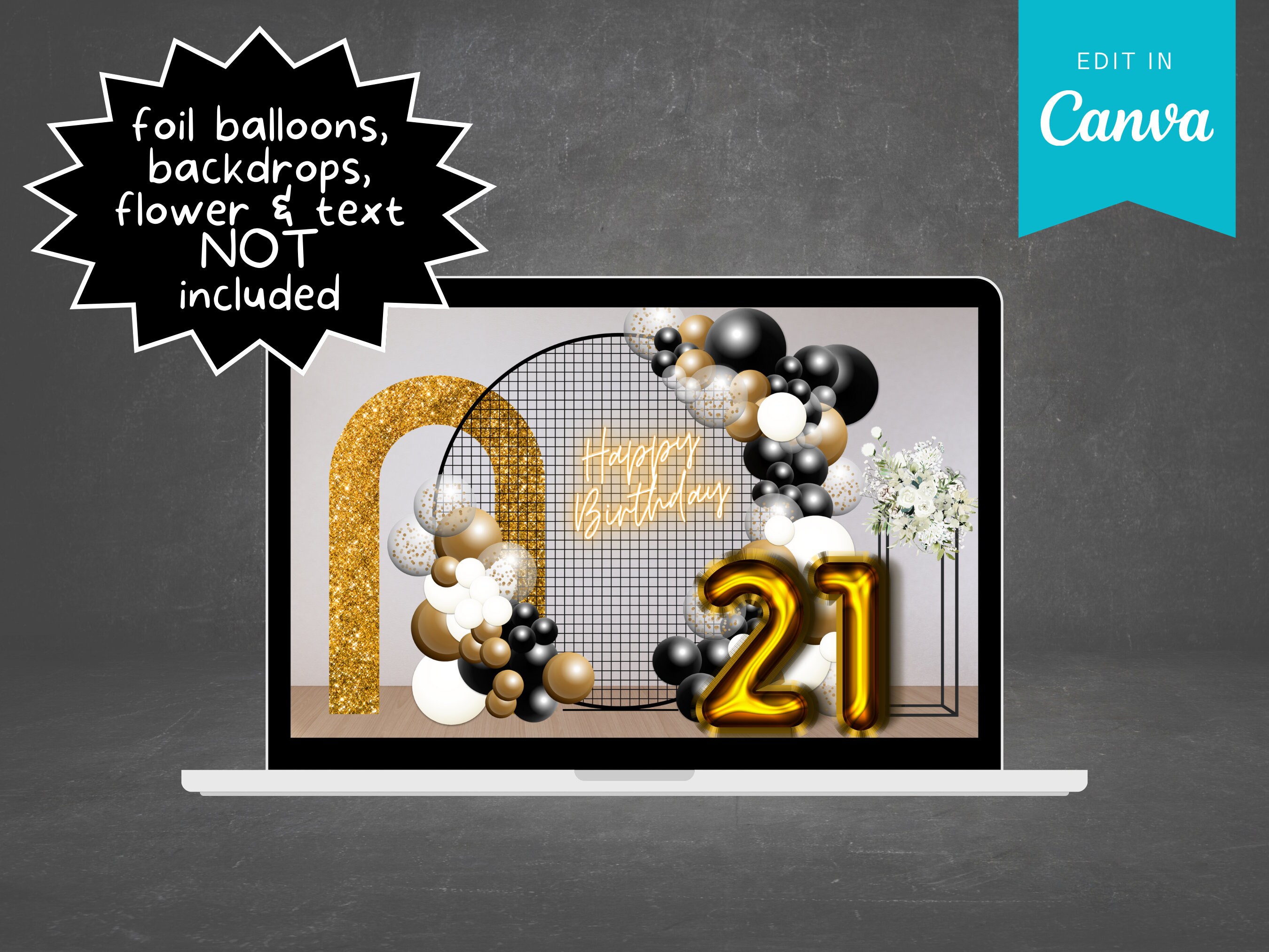 Editable Balloon Garland Template: Event Decor Mockup (digital Download ...