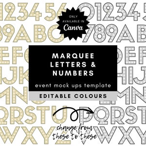 Digital Editable Marquee Letters & Numbers Bundle Template for Decor Mockup, Party Event Decor Business, Event Styling Mockups, Signage