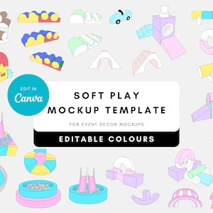 May include: A set of colourful soft play equipment for kids, including a slide, a tunnel, a ball pit, and a climbing wall. The equipment is made of foam and is designed to be safe and fun for children. The set is perfect for use in a playroom, daycare, or school.