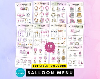 Editable Balloon Menu Template: Balloon Garland Price Guide (Digital Download)