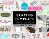 Wedding Table Seating Chart Mockup Template, Editable Chair Designs (Canva)