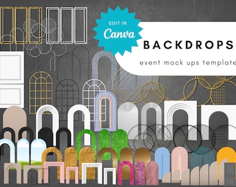 Backdrops Design Mock Ups Template for Event Stylist, Wedding Decor, Wedding planner book, moodboard template, mood board menu template