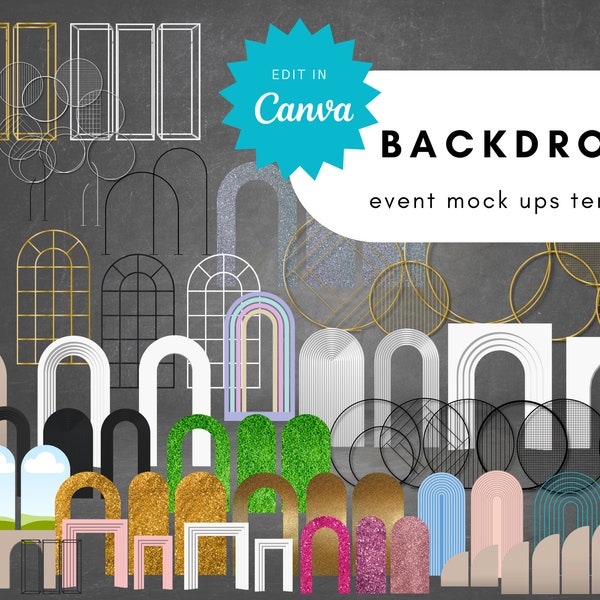 Backdrops Design Mock Ups Template for Event Stylist, Wedding Decor, Wedding planner book, moodboard template, mood board menu template