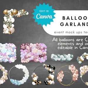 Digital Editable Balloon Garland Bundle Template for Decor Mockup, Party Event Decor Balloon Business, Event Styling Mockups, Balloon Menu