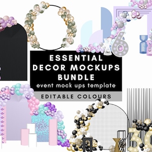 Event Mockups Bundle Template - Digital Editable colors for Decor Mockups, Party Event Stylist, Balloon Business, Balloon Artist