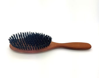 Long Hair Brush 10-row Pear Brush Natural Boar Bristles Hair Brush Pear Wood