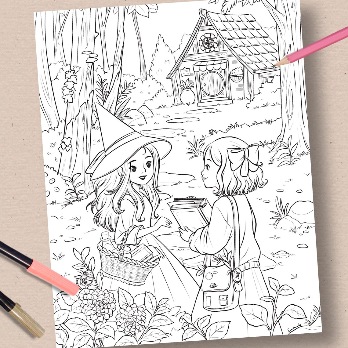 Witch in the Forest PRINTABLE COLORING PAGE - Etsy