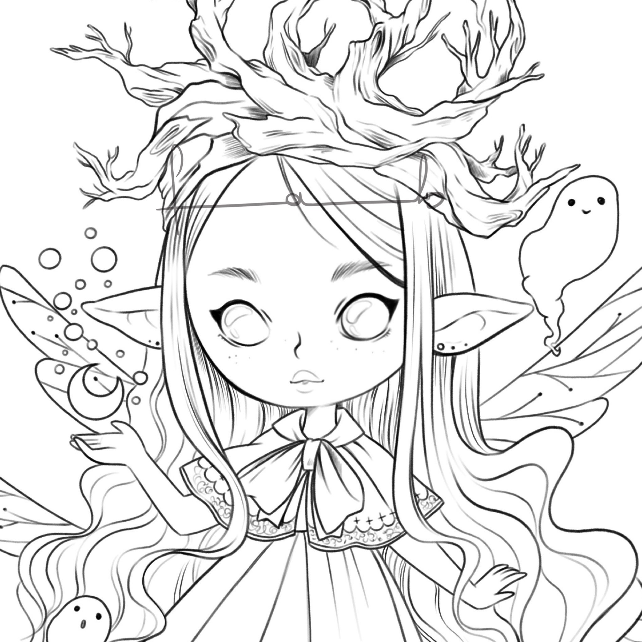Cute Witch Ghost PRINTABLE COLORING PAGE - Etsy