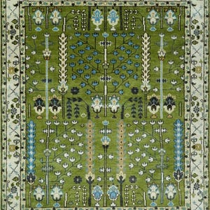 Royal Green Oushak Rugs, Hand Knotted Rugs, 9x12 Modern Wool Rugs in Brown Olive Beige Tone, 10x14 Green Turkish Rugs, Boho Area Rug 8x10,