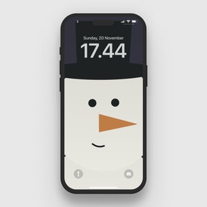 iPhone Christmas wallpaper (minimalistic snowman holiday art for all smartphones)