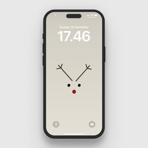 iPhone Christmas wallpaper (minimalistic raindeer holiday art for all smartphones)