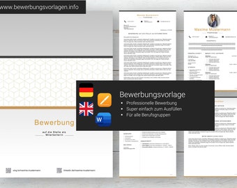 Bewerbungsvorlage | einfach zum Ausfüllen | Word + Pages | kreativ + modern | Deutsch + Englisch  | Bewerbung Design, Lebenslauf, CV Vorlage