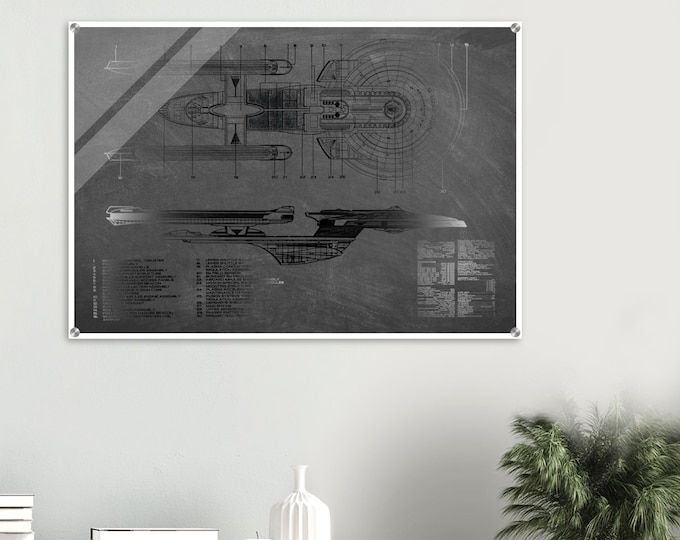 Enterprise NCC 1701 B Starboard Schematics Acrylic Print - Modern Wall Art Decor