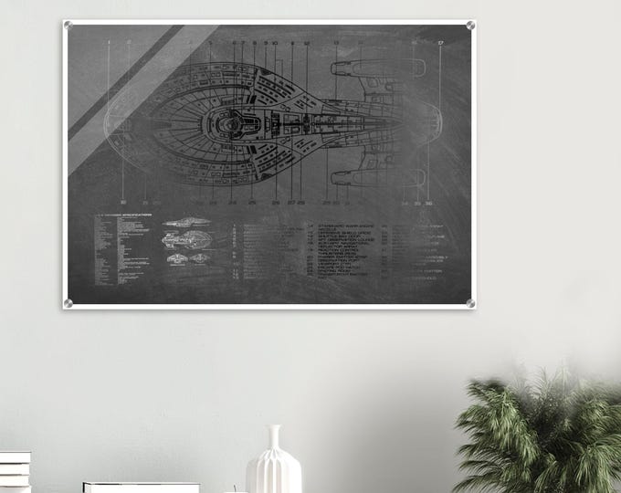 USS Voyager Schematic Acrylic Print: Star Trek Fan Art