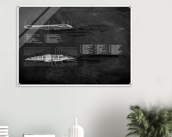 USS Enterprise NCC 1701-E Schematic Acrylic Print - Star Trek Fan Art