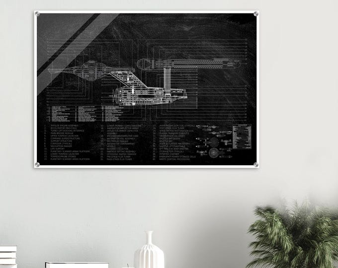 Star Trek NCC 1701 Schematic Acrylic Print - Sci-Fi Decor