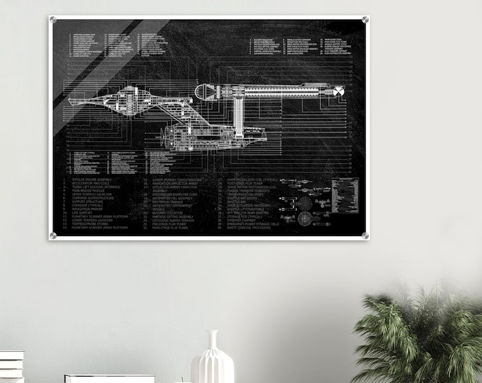 Star Trek NCC-1701 Schematic Acrylic Print - Sci-Fi Wall Art