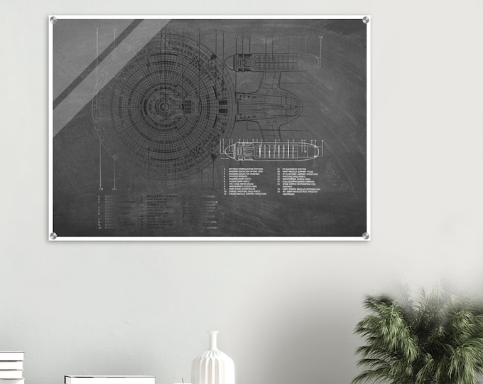 Star Trek USS Enterprise NCC 1701-C Schematic: Acrylic Print for Fans