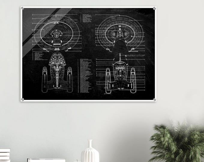 Star Trek USS Enterprise NCC 1701-D Ventral & Dorsal View Schematic Acrylic Print