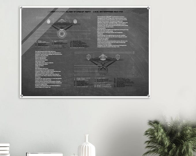 NCC 1701 REFIT Starship Schematic Acrylic Print – Star Trek Wall Art