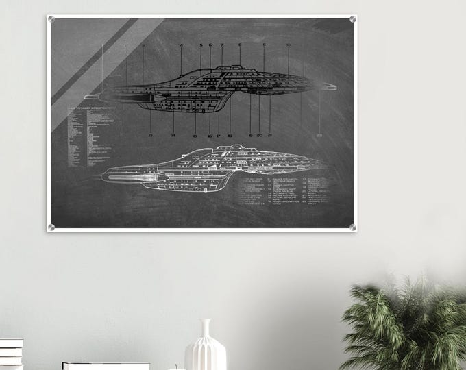 Star Trek USS Voyager Schematic Acrylic Print – Sci-Fi Decor