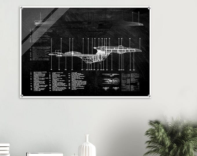 Enterprise NCC 1701-B Schematics Acrylic Print - Star Trek Wall Art