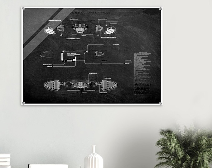 Star Trek USS Defiant Schematic Acrylic Print – Sci-Fi Fan Art Gift