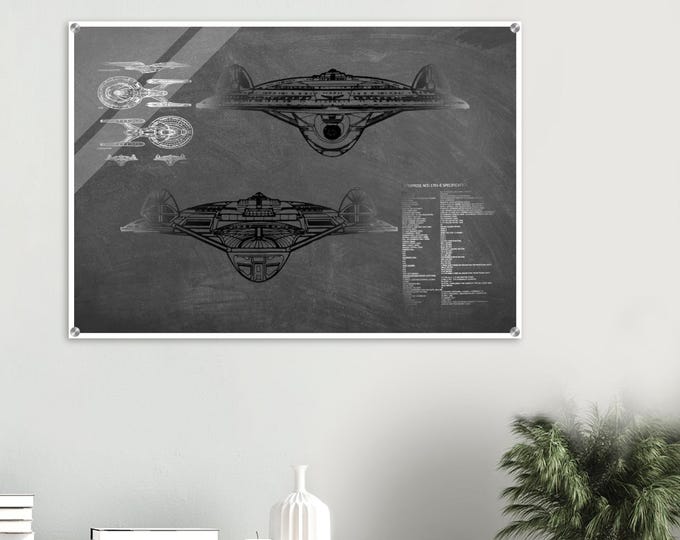 Star Trek USS Enterprise NCC 1701-E Acrylic Print - Forward & Aft Schematic