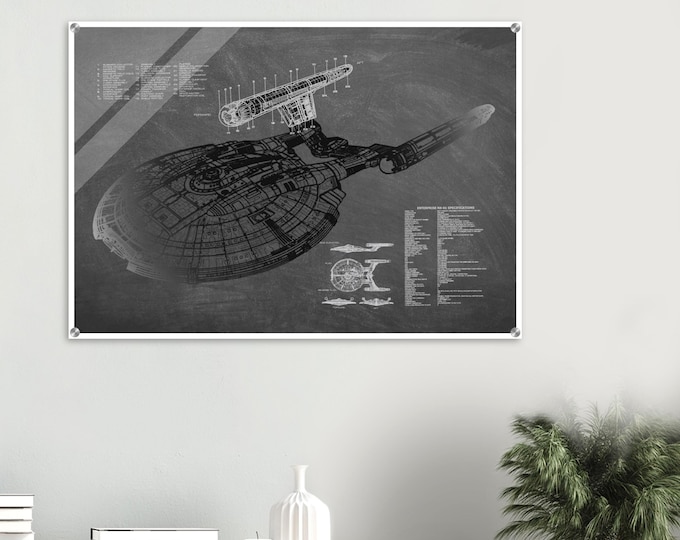 Star Trek NX01 Schematic Warp Nacelle Highlight Acrylic Print - Modern Sci-Fi Home Decor