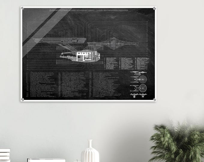 NCC 1701 Refit Acrylic Print: Starship Engineering Schematic Wall Art