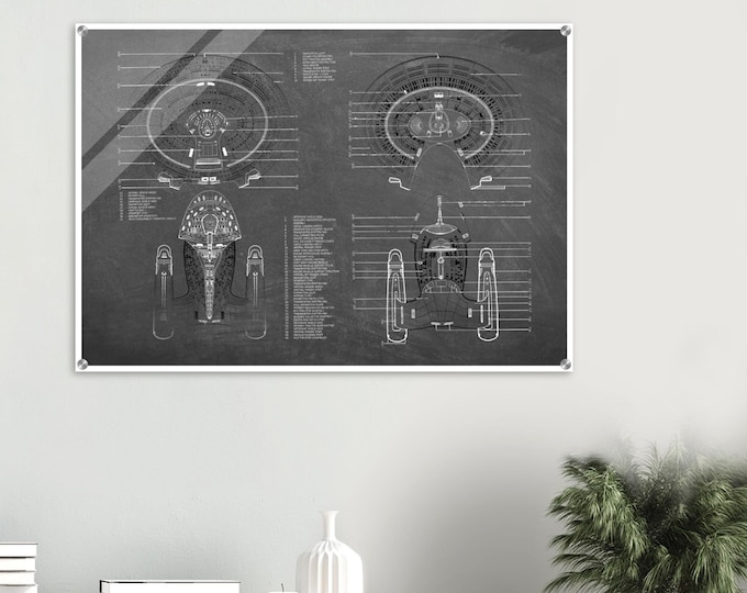 Star Trek USS Enterprise NCC 1701-D Ventral & Dorsal View Schematic Acrylic Print