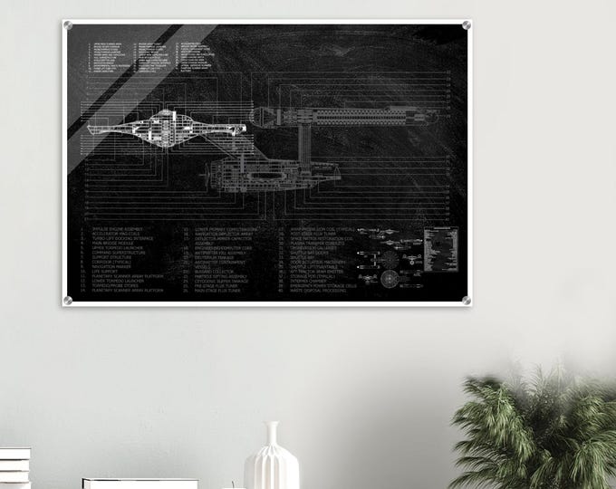 Star Trek NCC 1701 Schematic Acrylic Print: Sci-Fi Decor