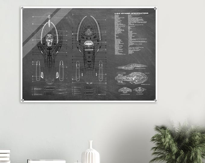 Star Trek USS Voyager Schematic Acrylic Print – Sci-Fi Wall Art