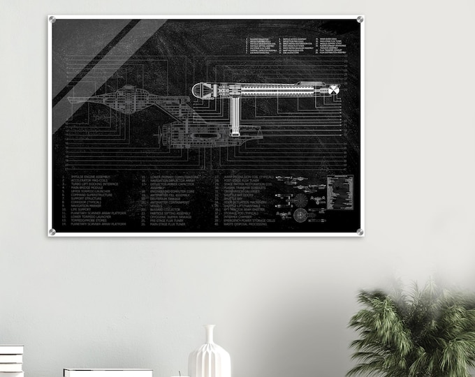 Star Trek NCC 1701 Schematic Acrylic Print - Sci-Fi Decor