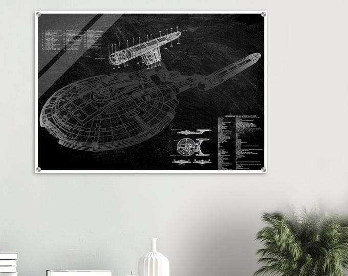 Star Trek NX01 Schematic Warp Nacelle Highlight Acrylic Print - Modern Sci-Fi Home Decor