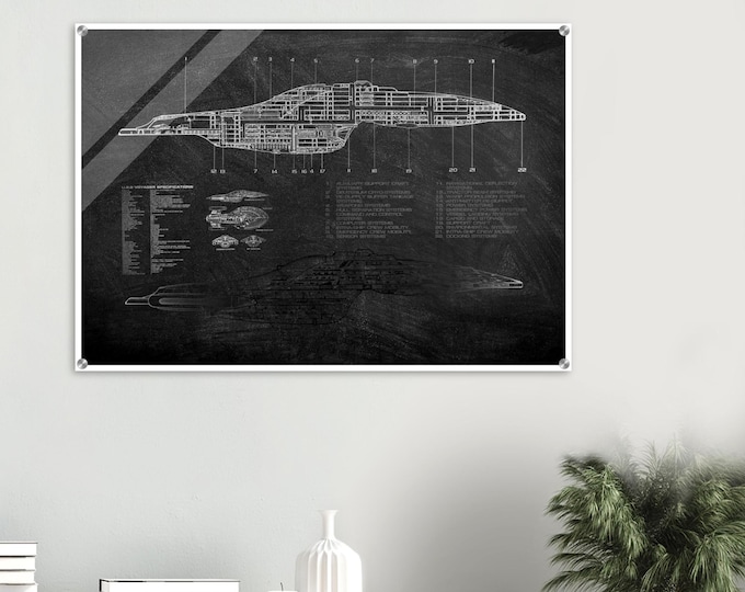 Star Trek USS Voyager Schematic Acrylic Print: Sci-Fi Fan Gift