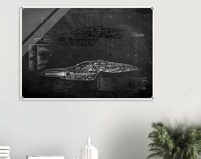 Star Trek USS Voyager Schematic Acrylic Print – Sci-Fi Home Decor