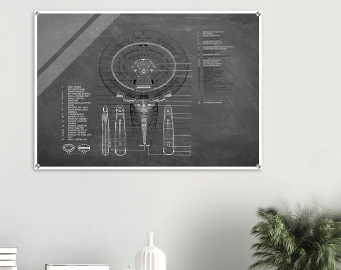 Star Trek USS Enterprise Blueprint – Acrylic Wall Art, Gift for Trekkies