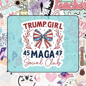Trump Girl Social Club Sticker, Trump Vance, Election, MAGA, Conservative, Republican, Window Decal, Patriotic, America, 3 size options