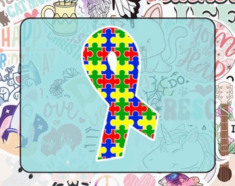 4 Pack Small Autism Awareness Puzzle Skull Decal Sticker Car Truck Window Bumper 3M Ribbon