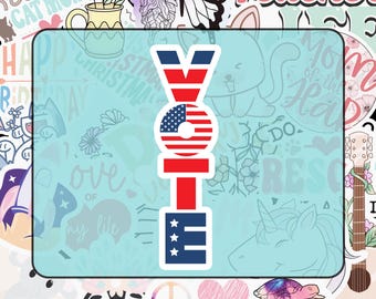 Vertical VOTE Sticker: Red White and Blue USA Patriotic Decal